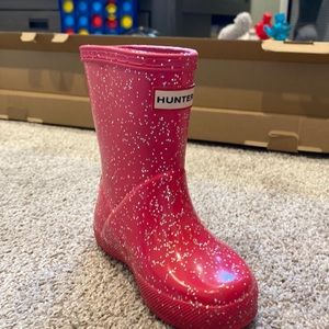 Pink sparkle hunter boots toddler size 7